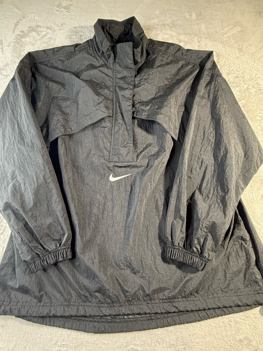 Vintage Y2K Nike Center Swoosh Anorak Windbreaker Jacket Black Men S Women M YXL